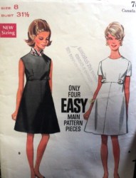 4997 1968 SS/SLVELESS EZ EMPIRE TABA-DRESS PATTERN 8 31 1/2''B